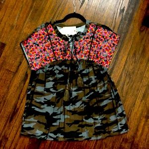 NWT camo & embrodiery top